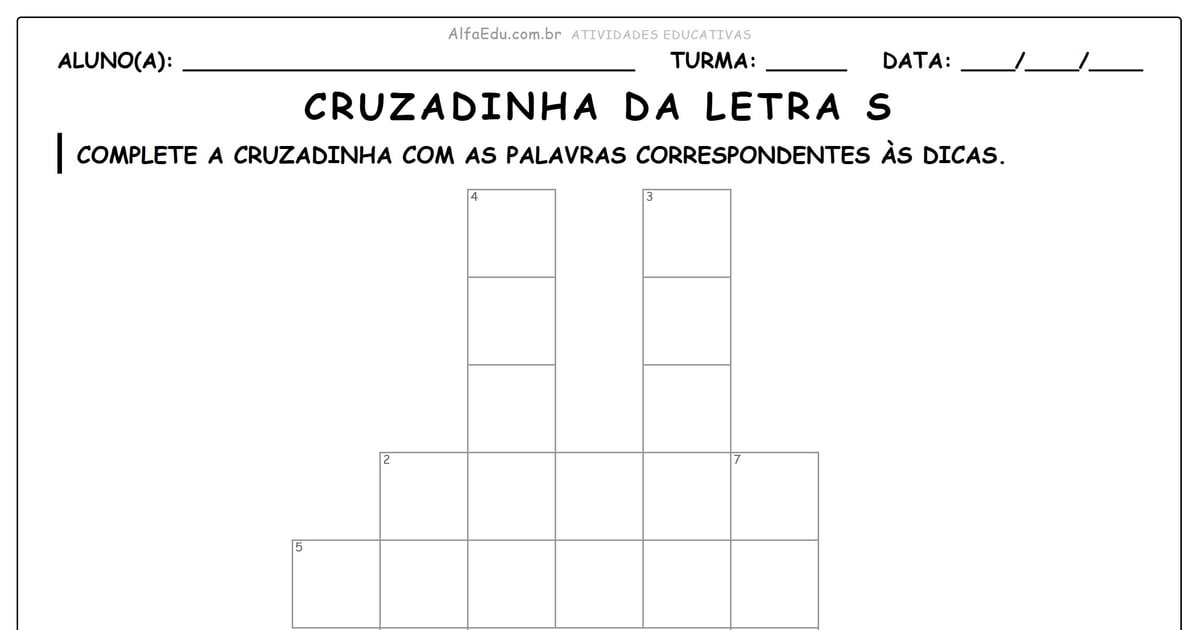 Cruzadinha da letra S