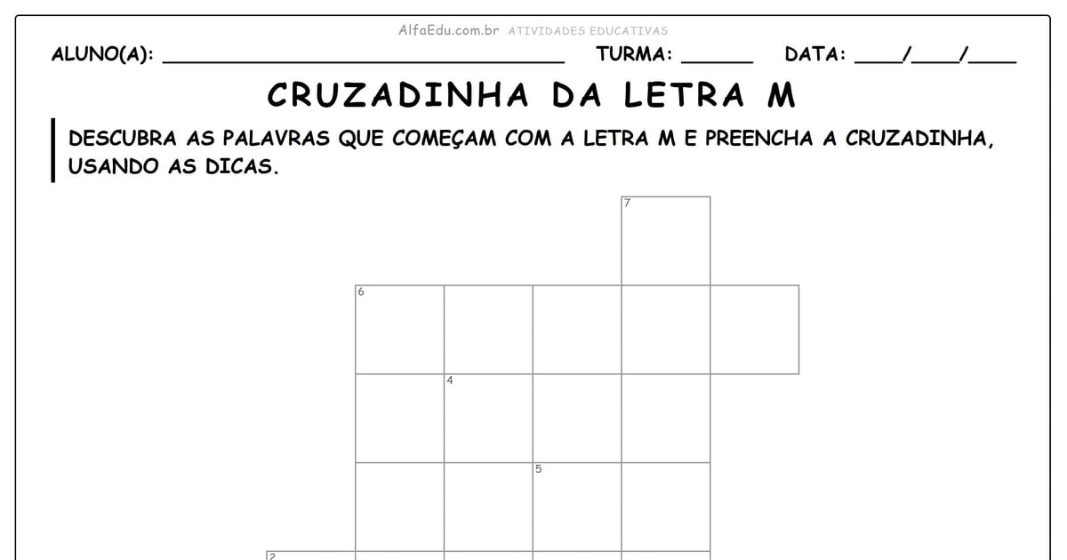 Cruzadinha da letra M