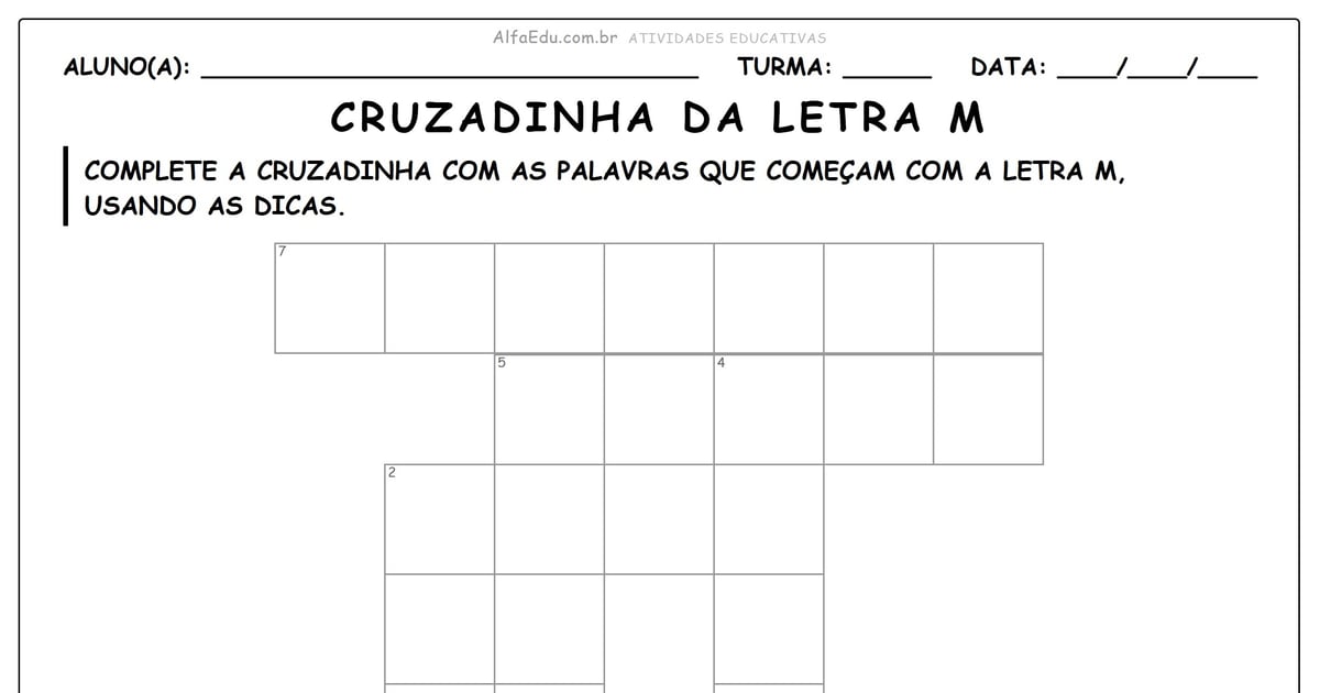 Cruzadinha da letra M