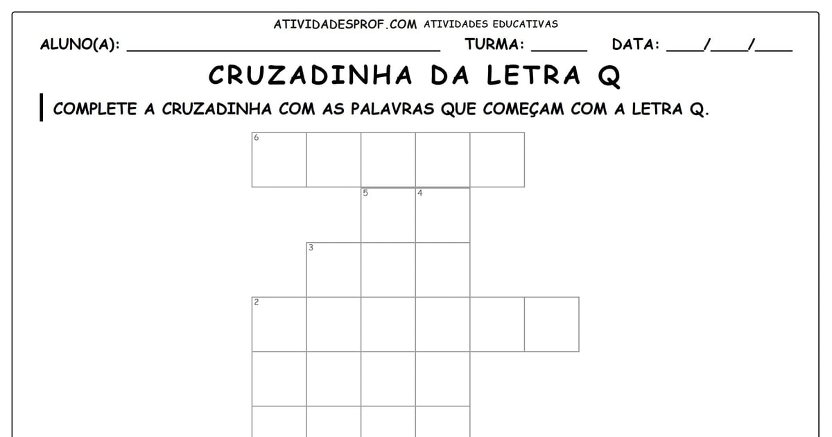 Cruzadinha da letra Q