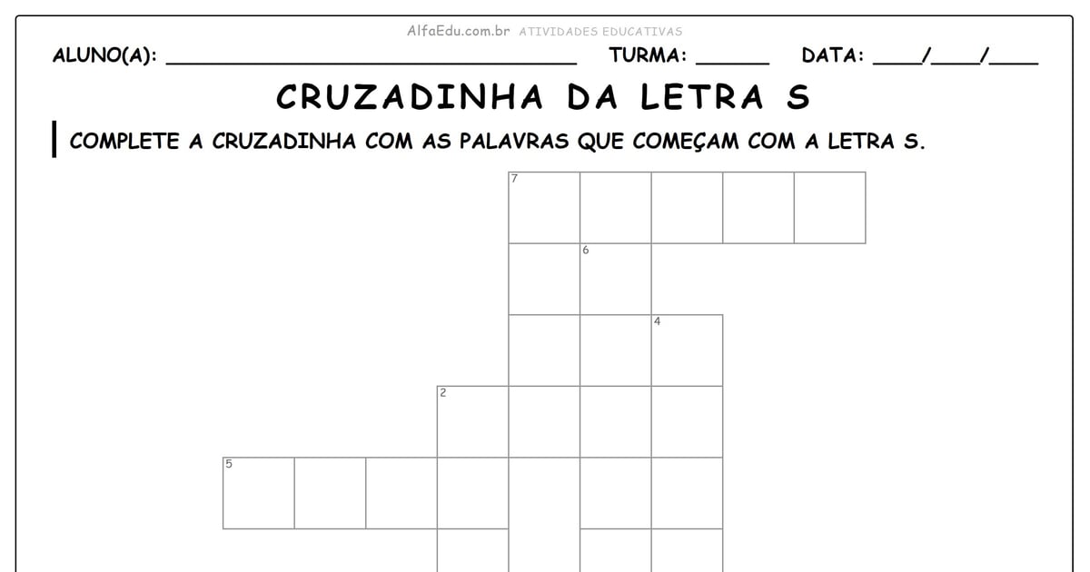 Cruzadinha da letra S