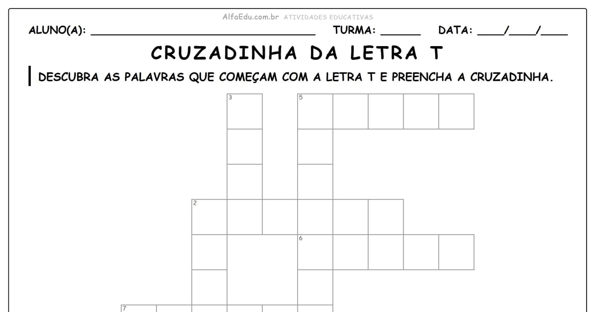 Cruzadinha da letra T