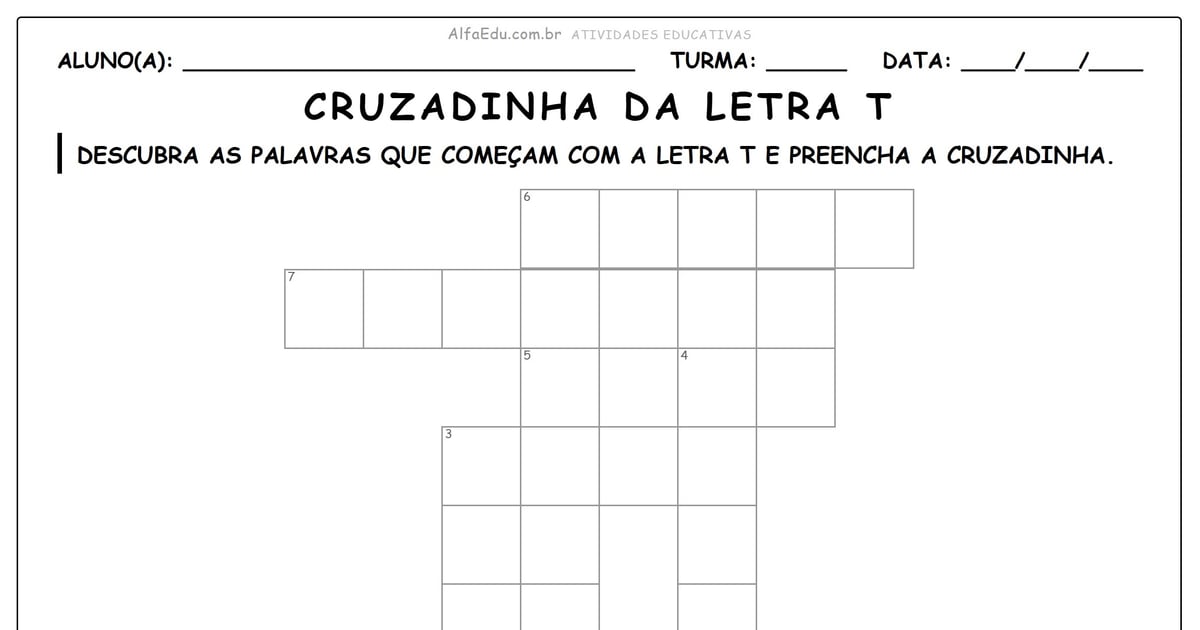 Cruzadinha da letra T