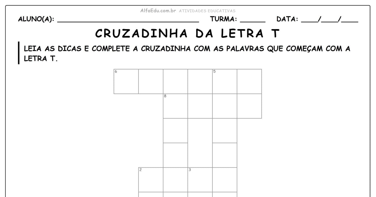 Cruzadinha da letra T