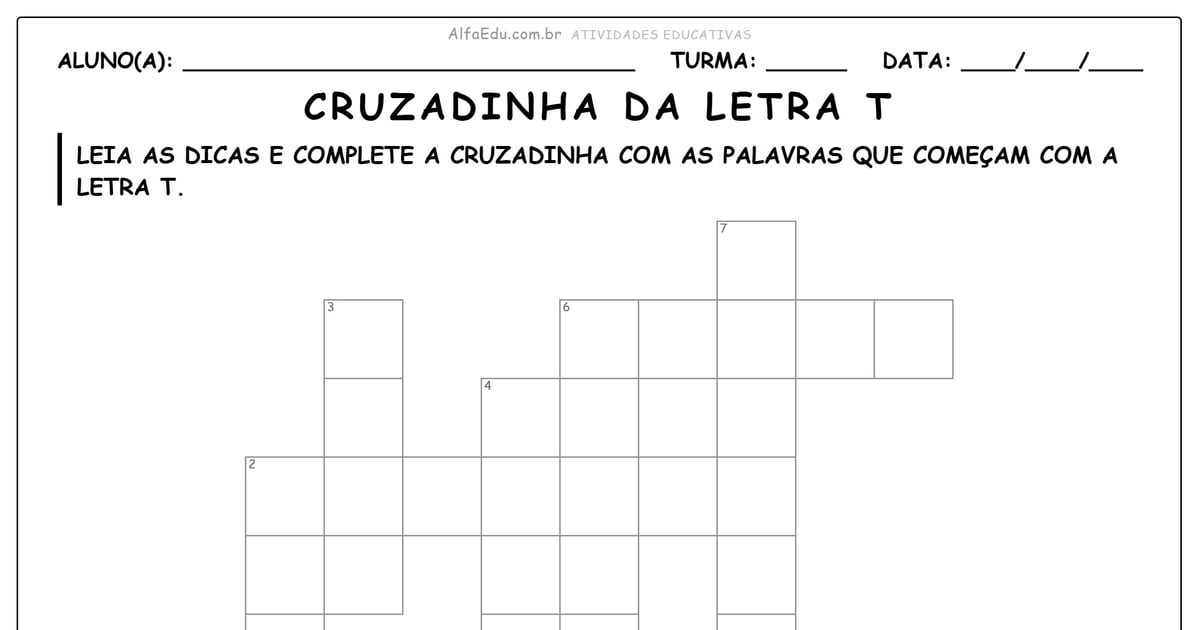 Cruzadinha da letra T
