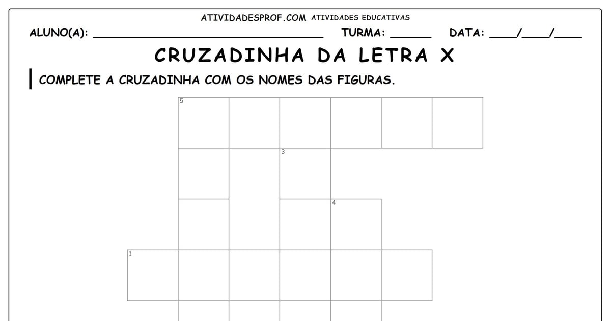 Cruzadinha da letra X