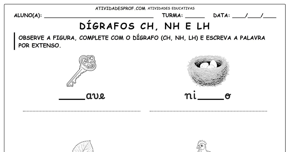 Dígrafos ch, nh e lh