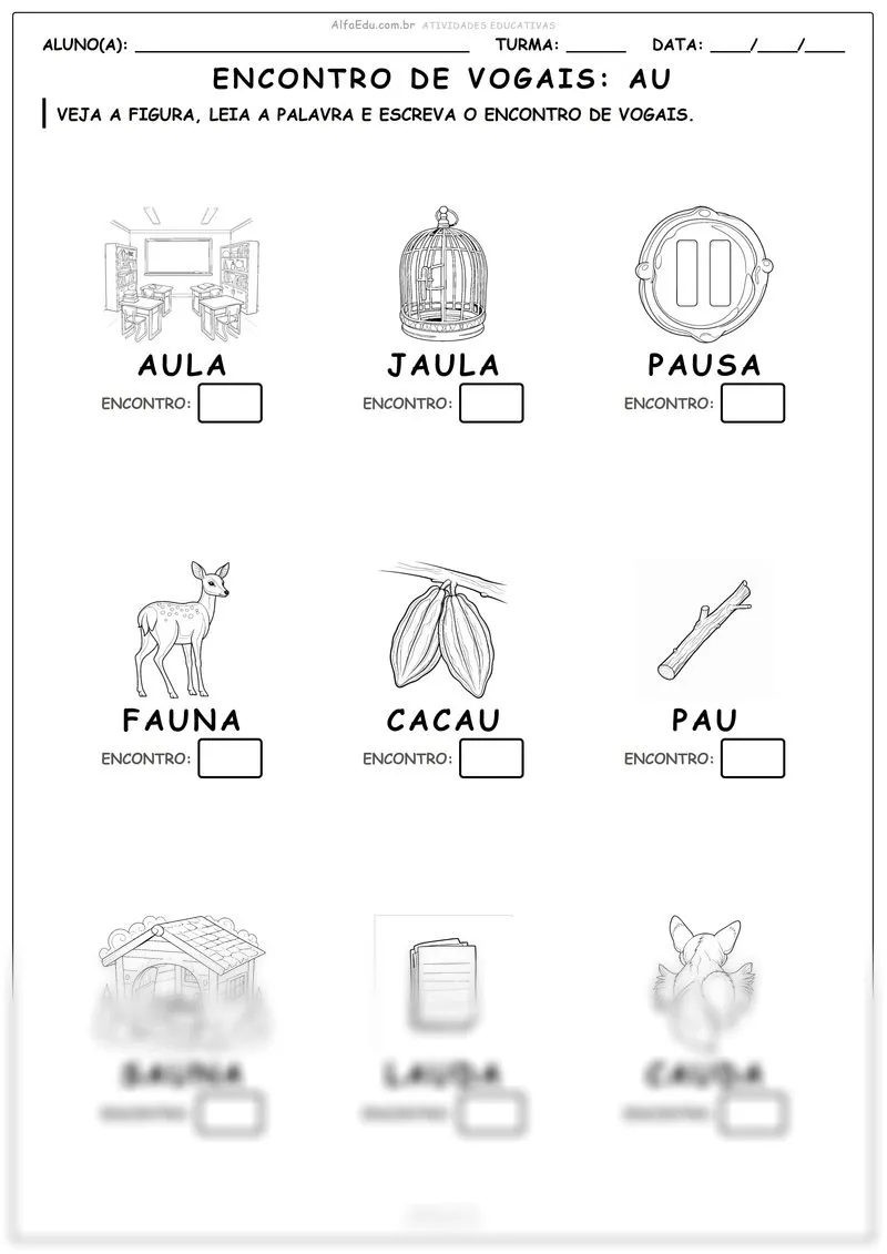 Encontro de vogais: Au