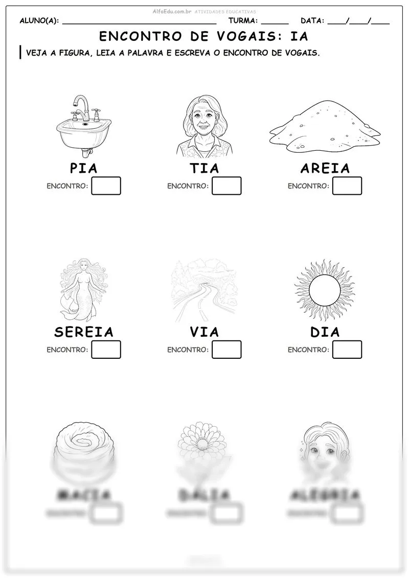 Encontro de vogais: Ia