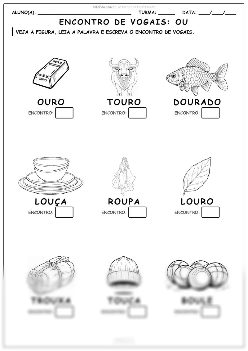 Encontro de vogais: Ou