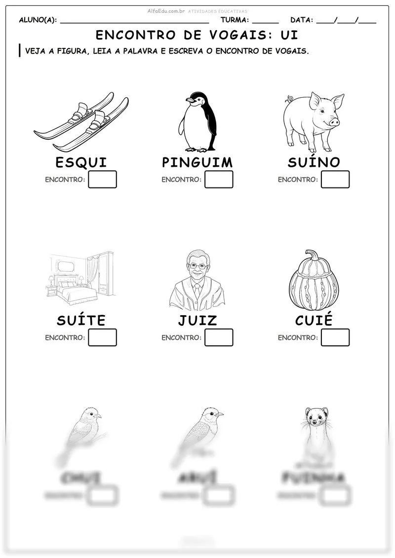 Encontro de vogais: Ui
