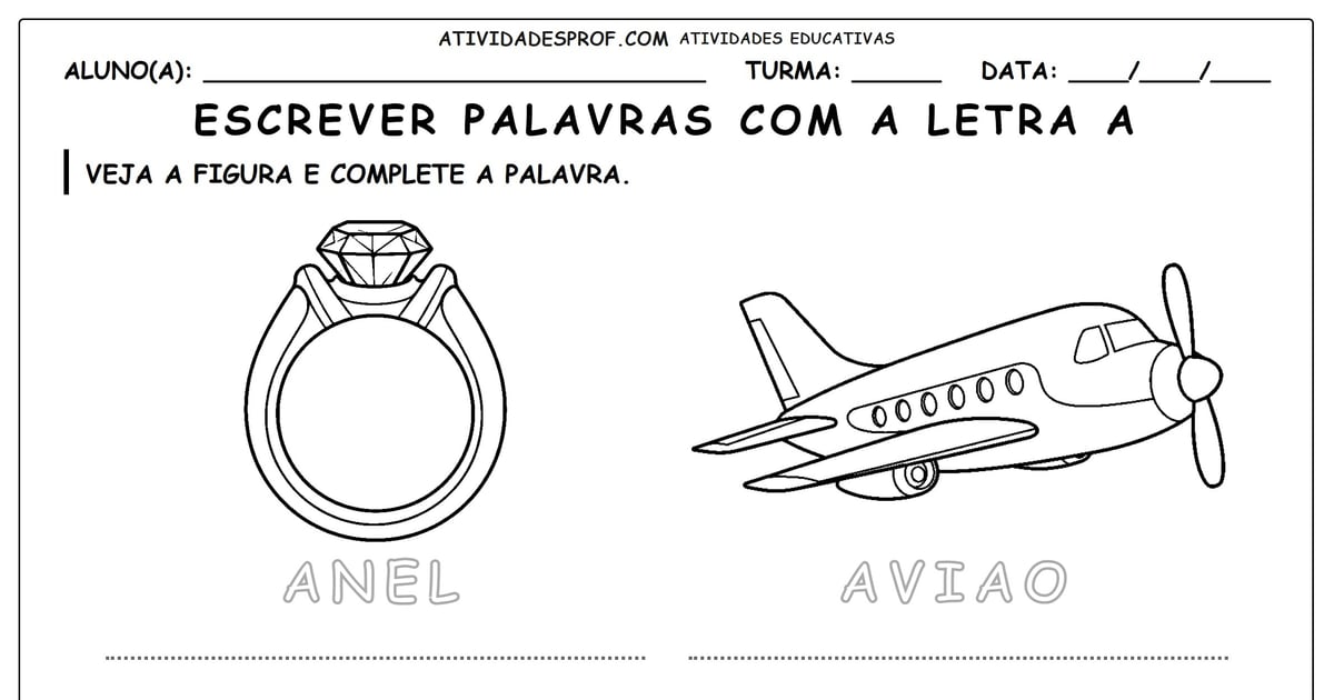 Escrever palavras com a letra a