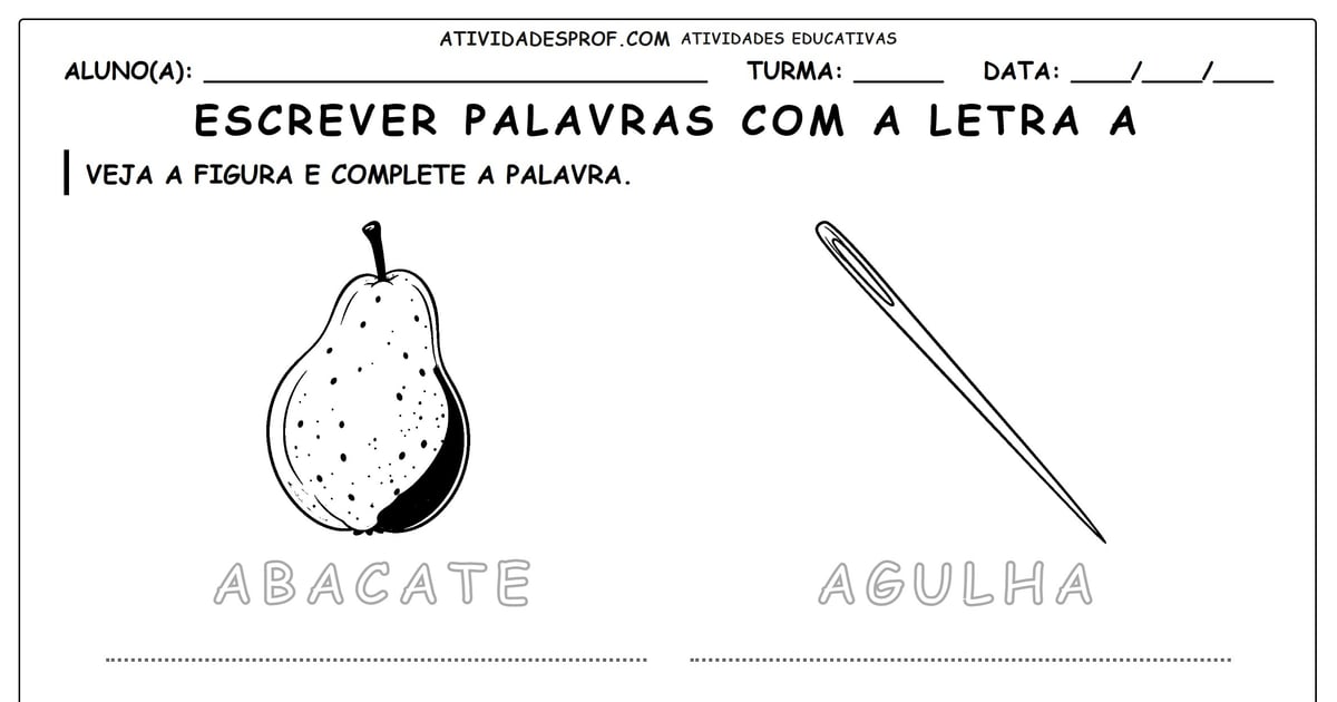 Escrever palavras com a letra a