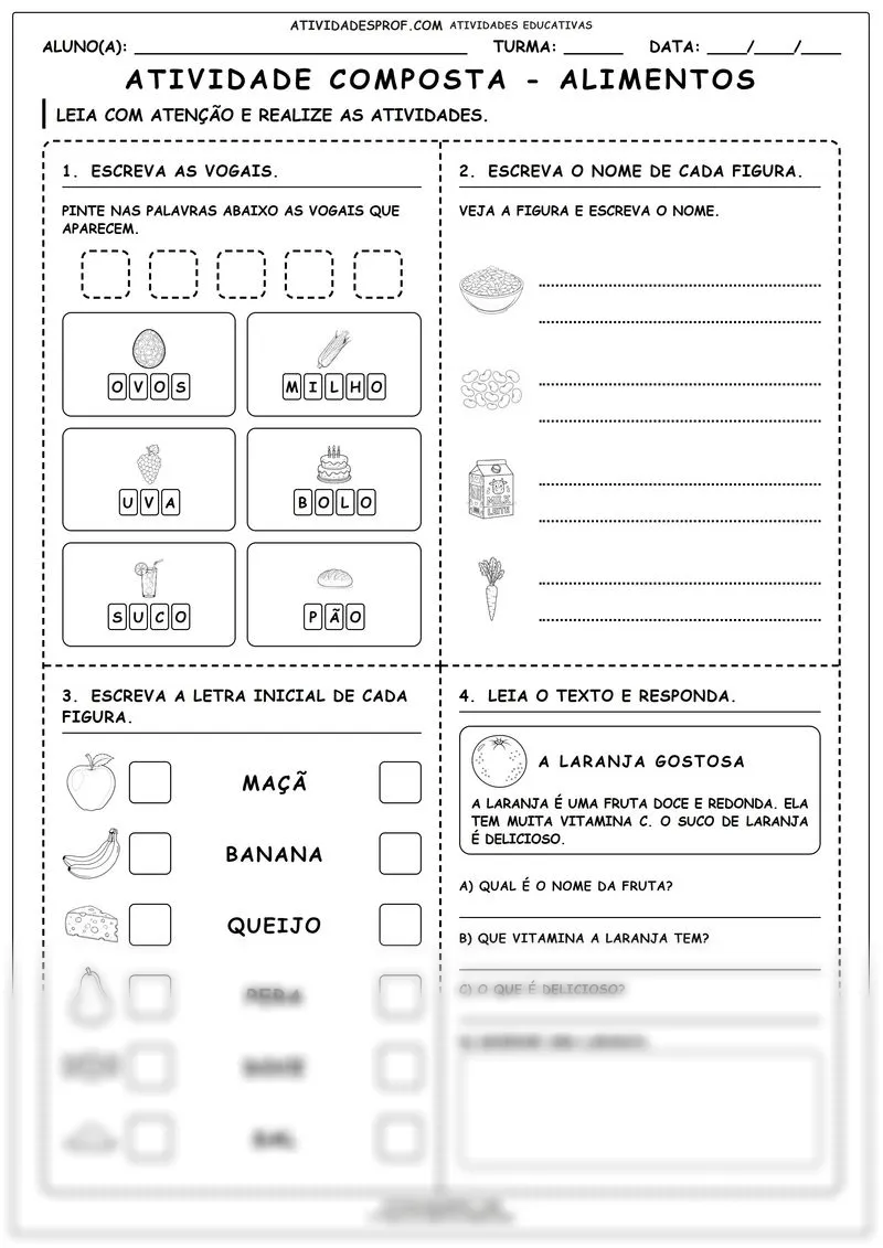 Atividade composta - alimentos