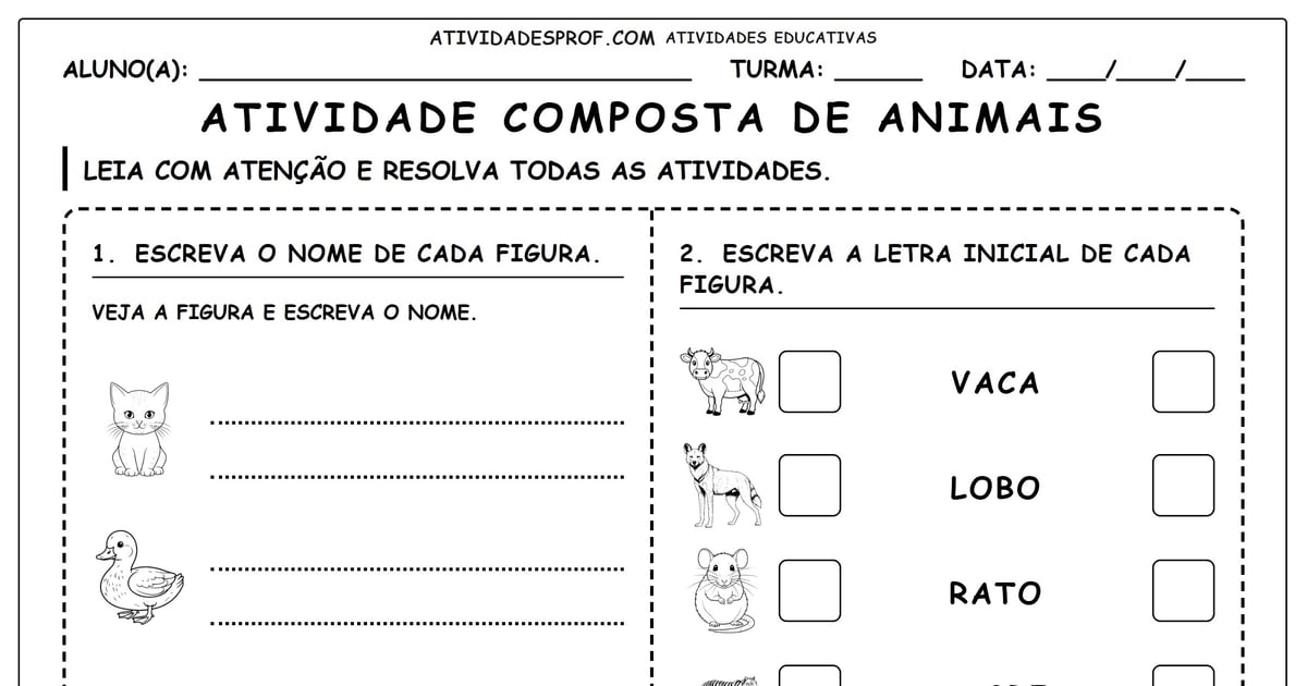 Atividade composta de animais