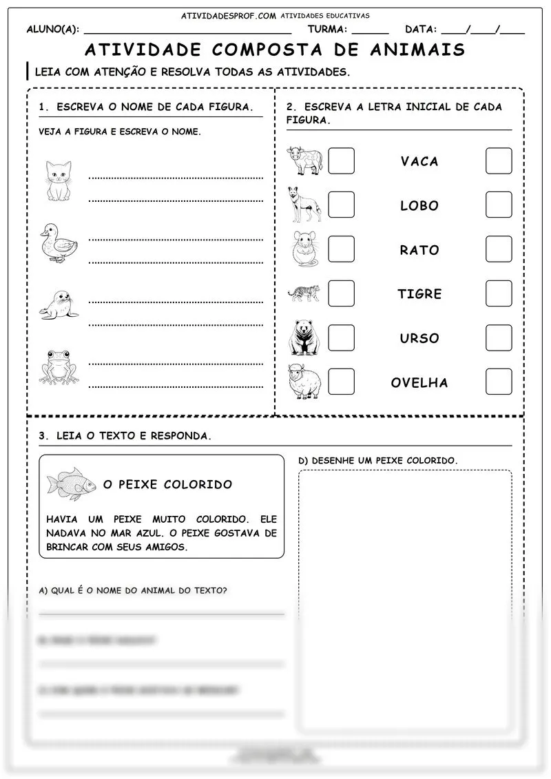 Atividade composta de animais