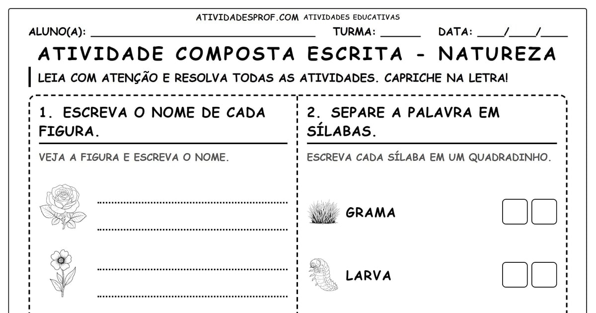 Atividade composta escrita - natureza