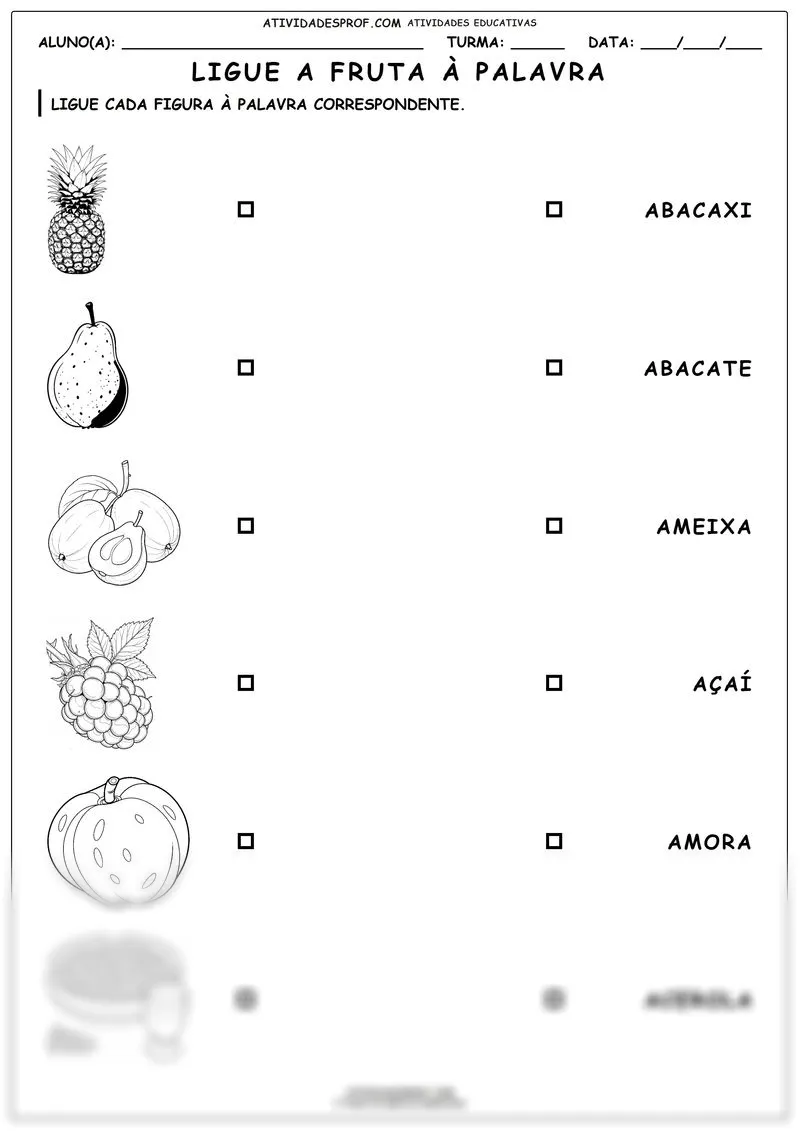 Ligue a fruta à palavra