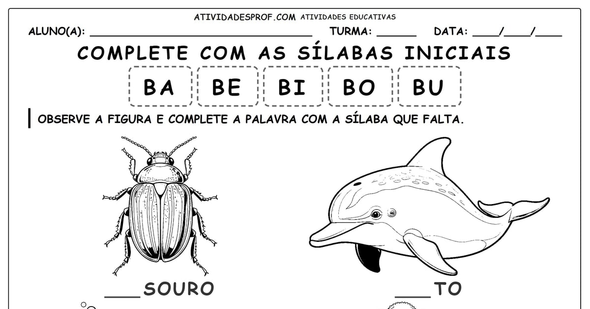 Complete com as sílabas iniciais