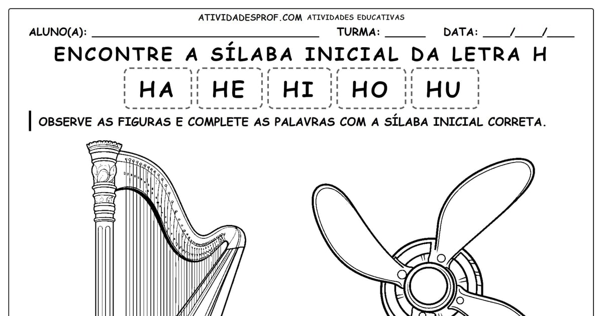 Encontre a sílaba inicial da letra H