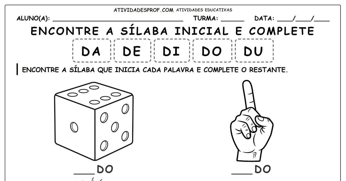 Encontre a sílaba inicial e complete