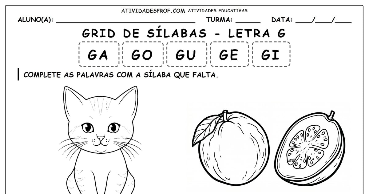 Grid de sílabas - letra G