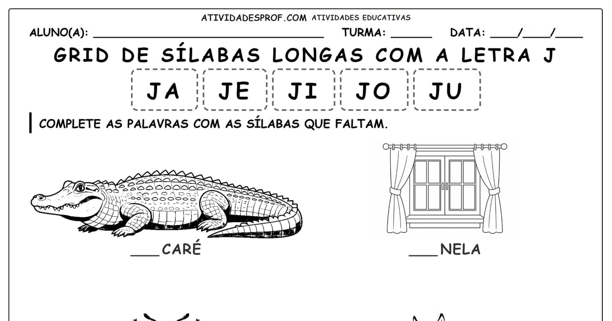 Grid de sílabas longas com a letra J