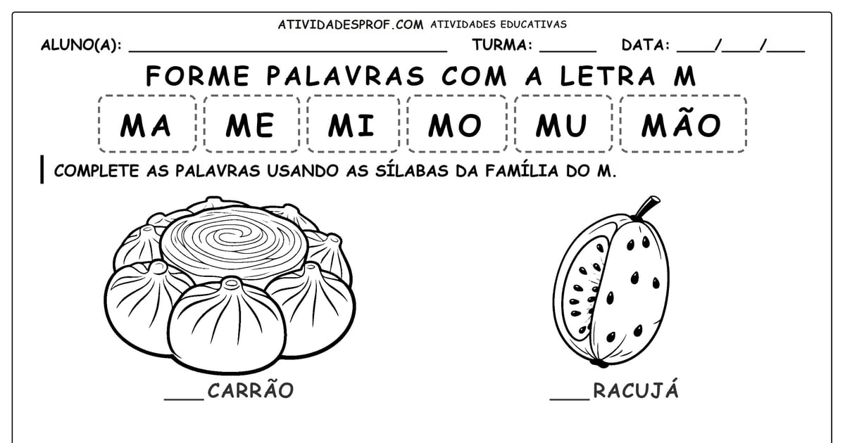Forme palavras com a letra M