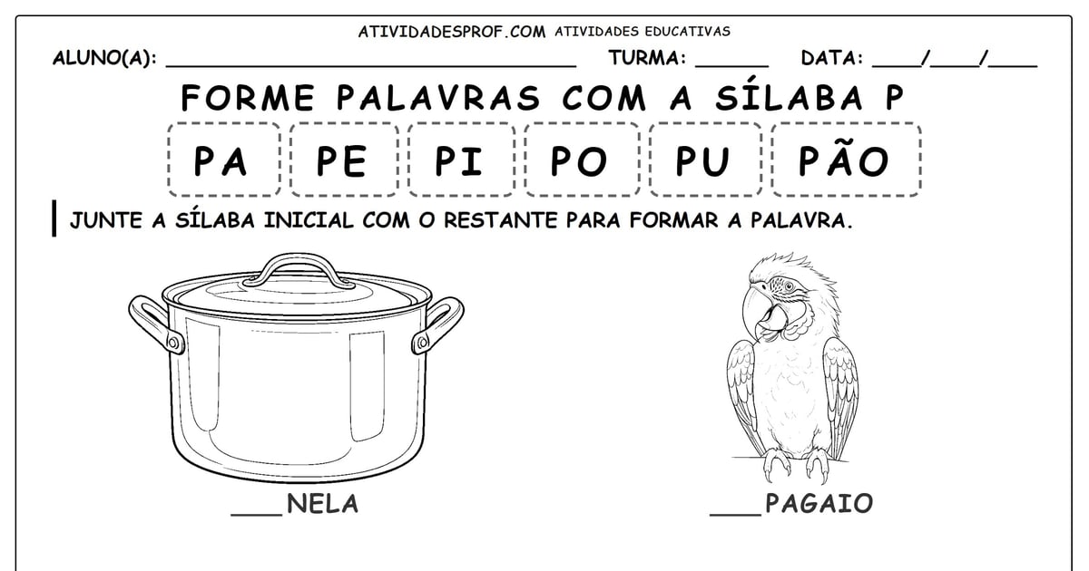 Forme palavras com a sílaba P