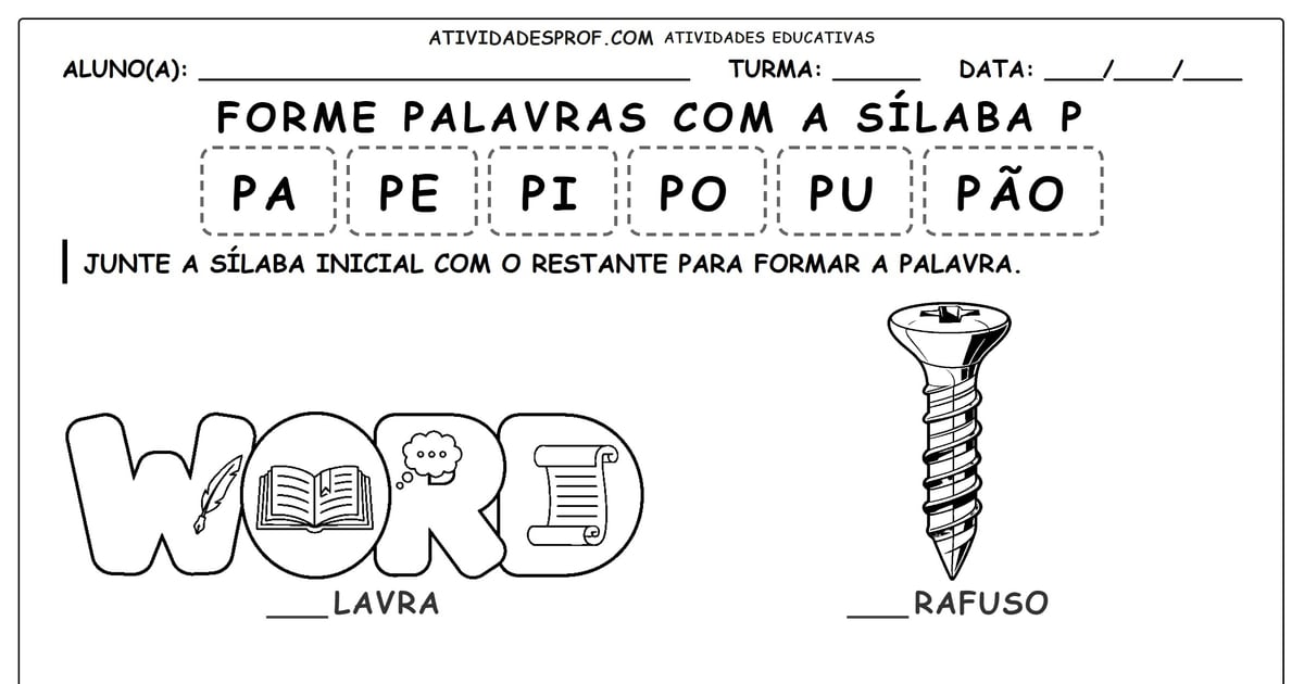 Forme palavras com a sílaba P