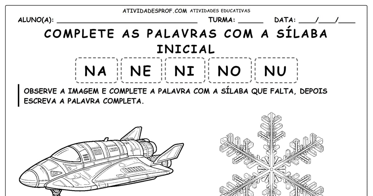 Complete as palavras com a sílaba inicial