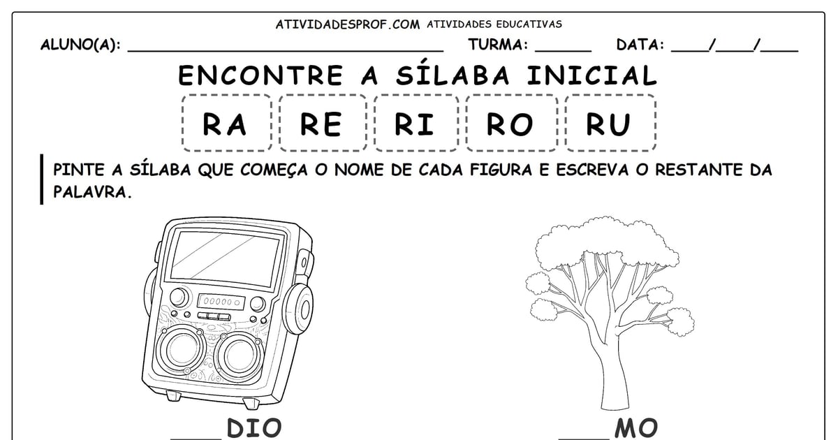 Encontre a sílaba inicial
