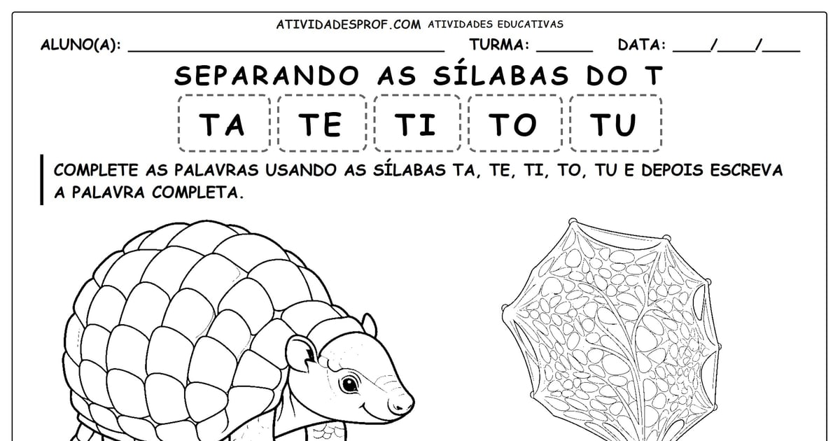 Separando as sílabas do T