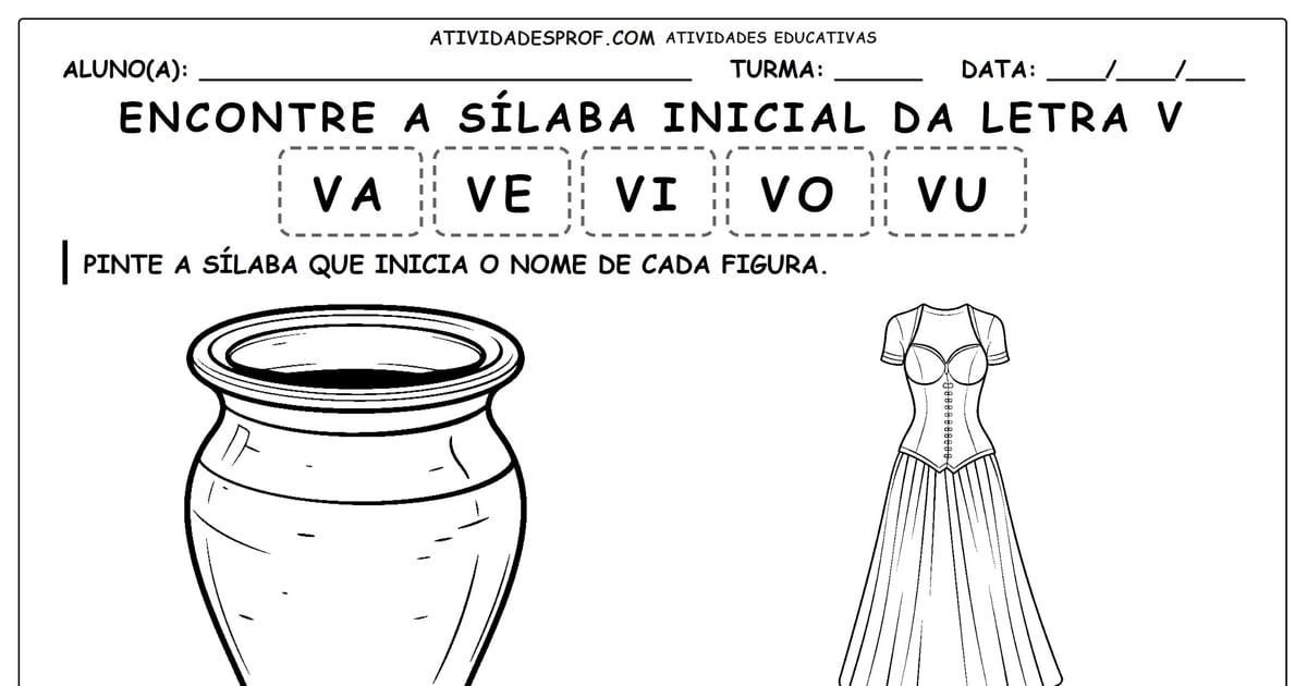 Encontre a sílaba inicial da letra V