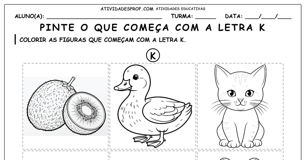 Pinte o que começa com a letra K