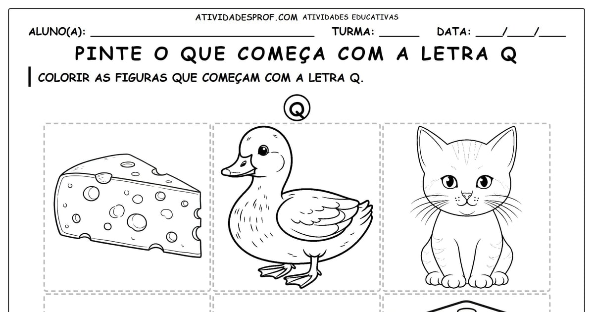 Pinte o que começa com a letra Q