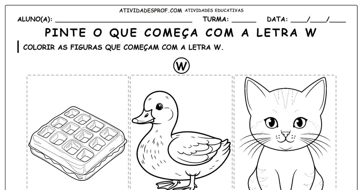 Pinte o que começa com a letra W