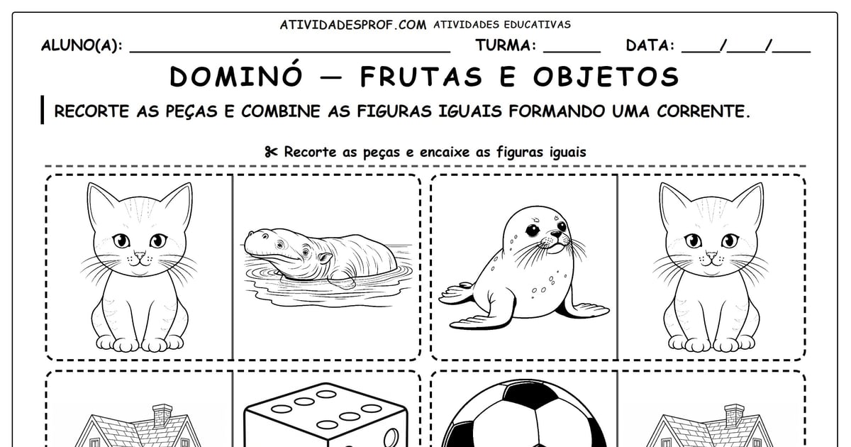 Dominó — frutas e objetos