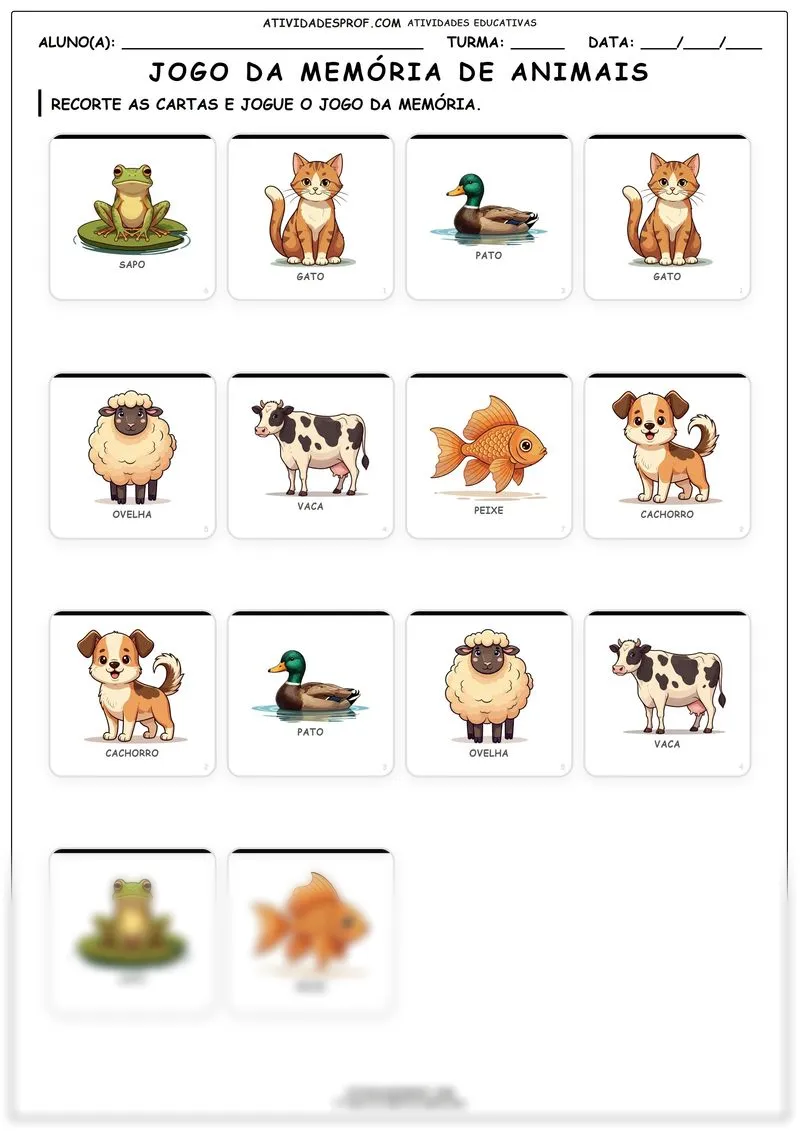 Jogo da memória de animais