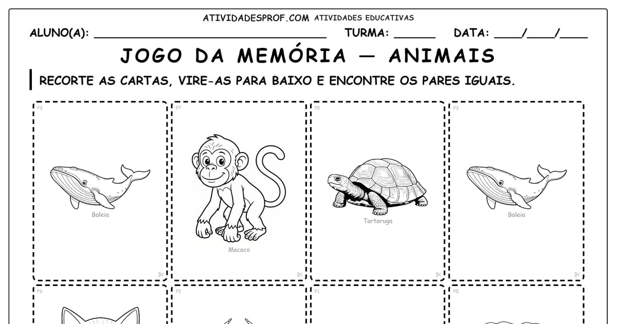 Jogo da memória — animais