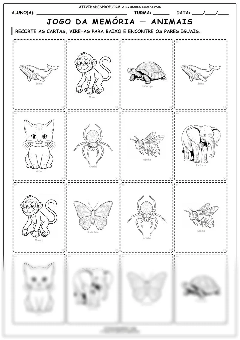 Jogo da memória — animais