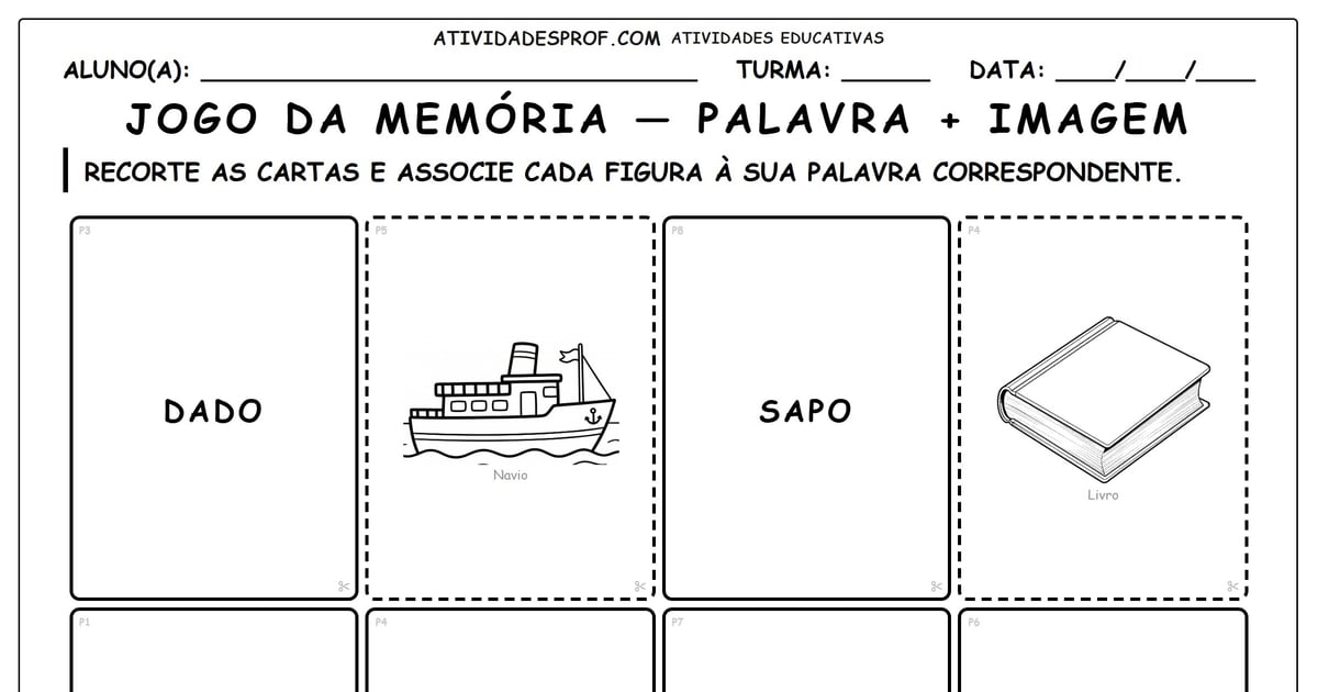 Jogo da memória — palavra + imagem