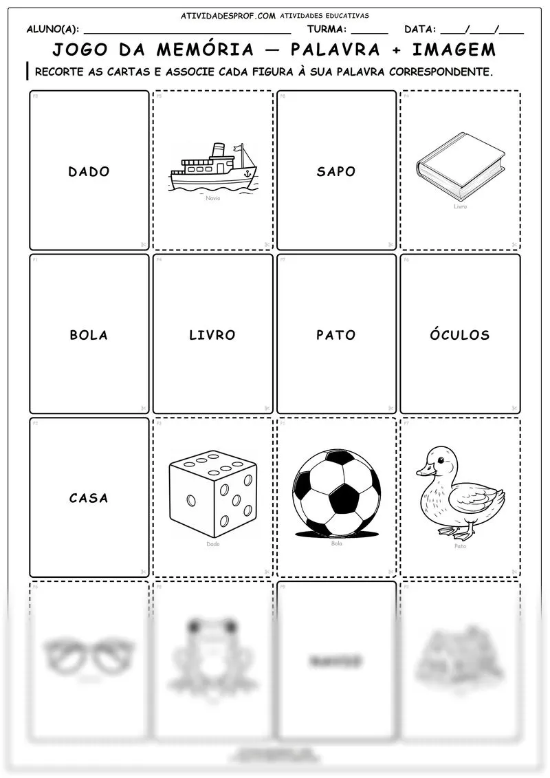 Jogo da memória — palavra + imagem