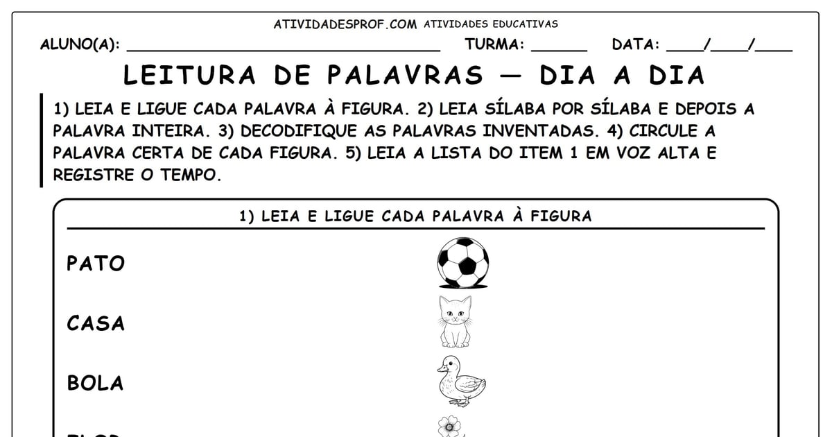 Leitura de palavras — dia a dia