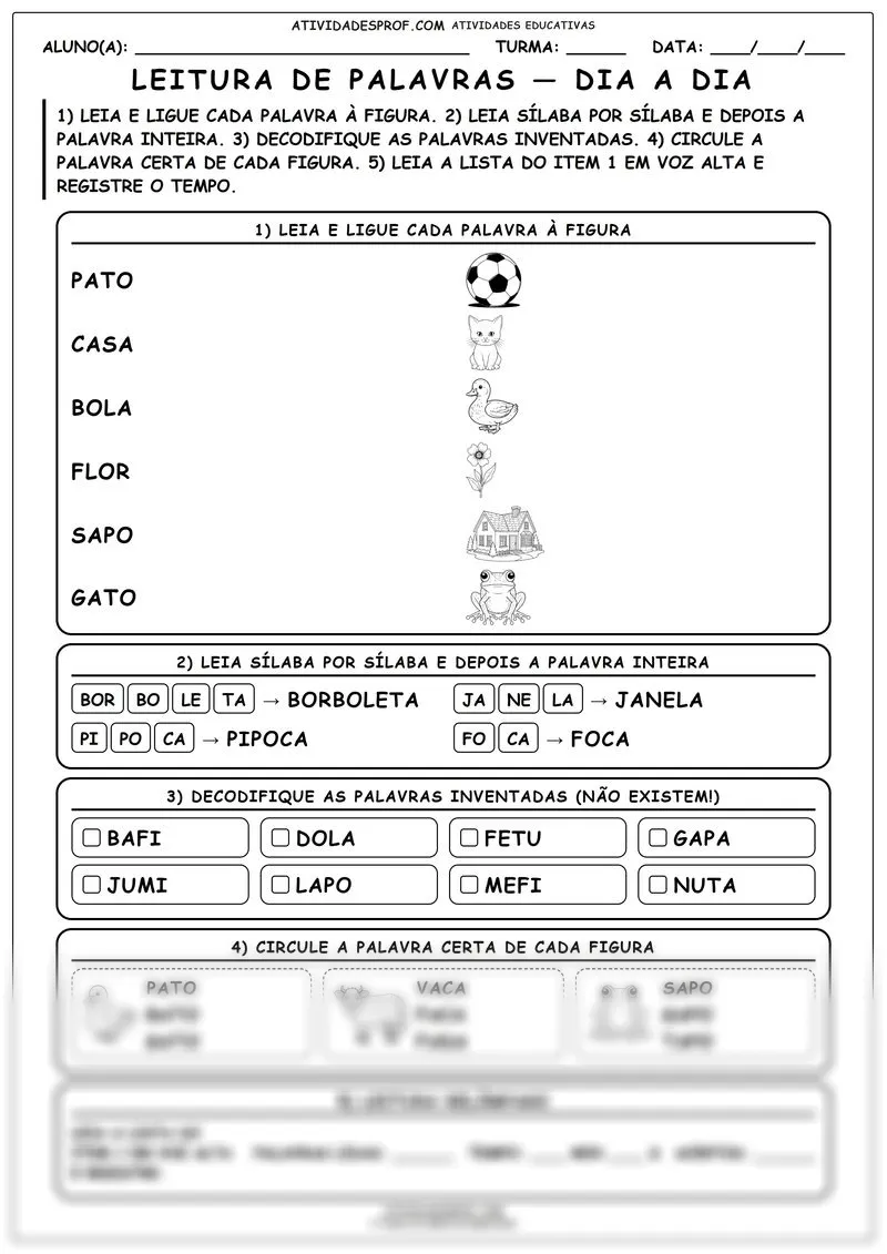 Leitura de palavras — dia a dia