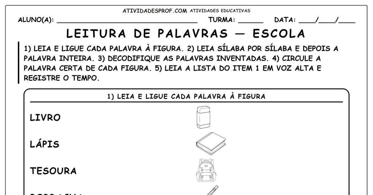 Leitura de palavras — escola