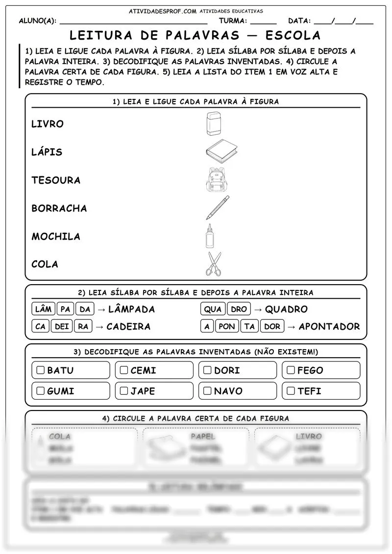 Leitura de palavras — escola