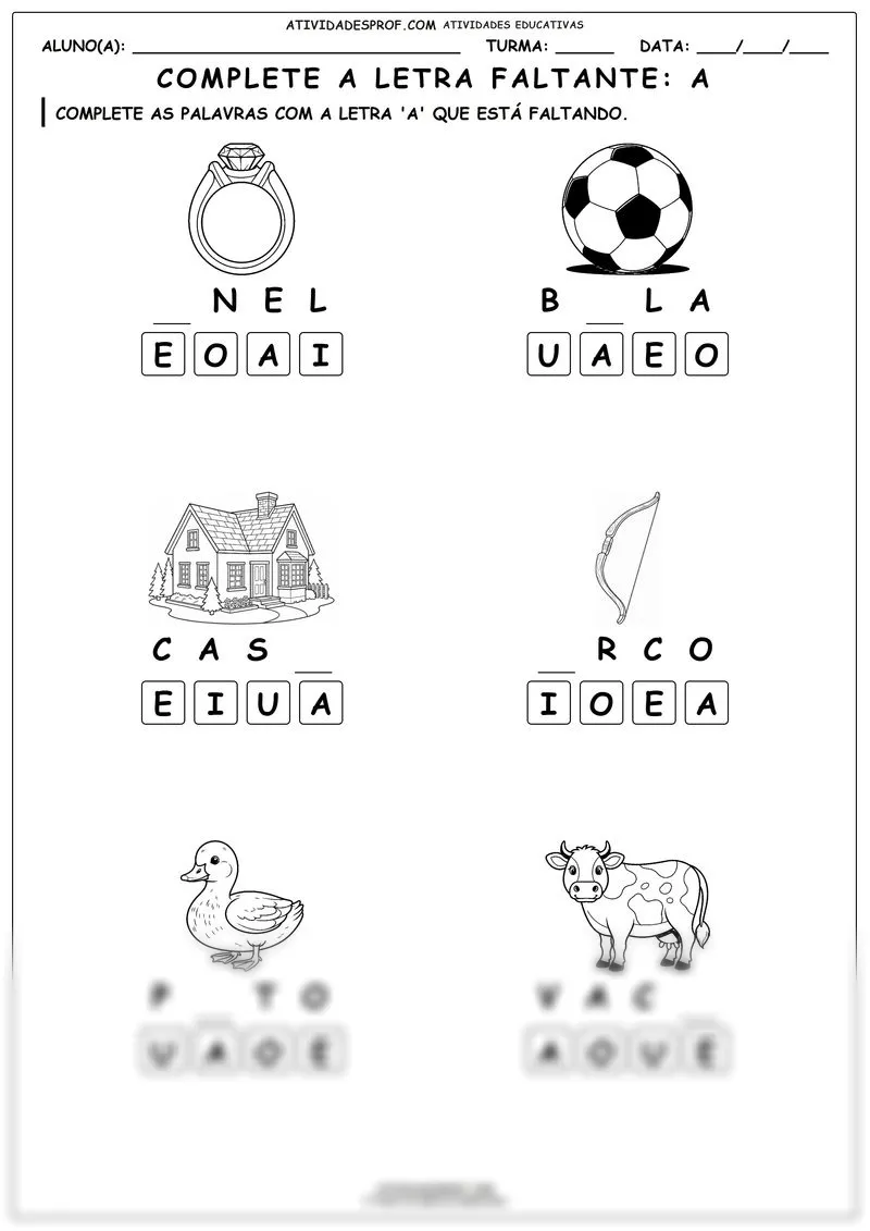 Complete a letra faltante: A