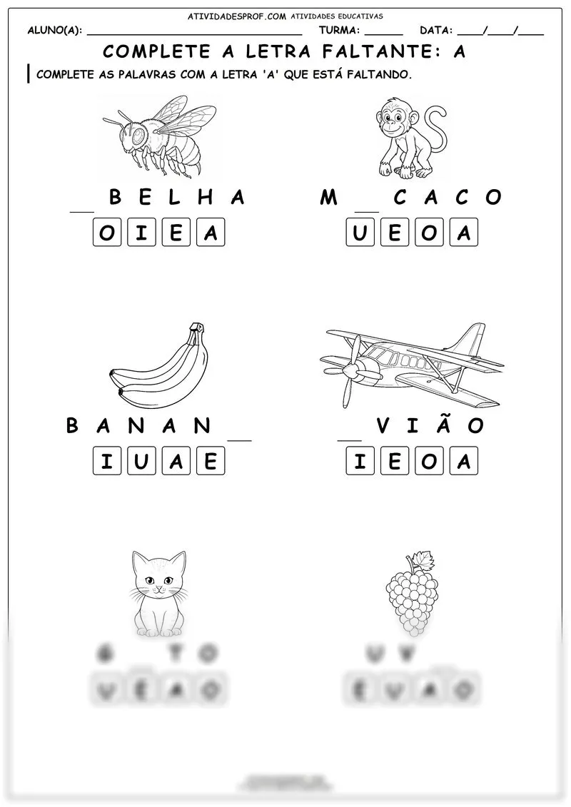 Complete a letra faltante: A