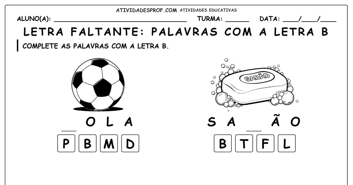Letra faltante: Palavras com a letra B